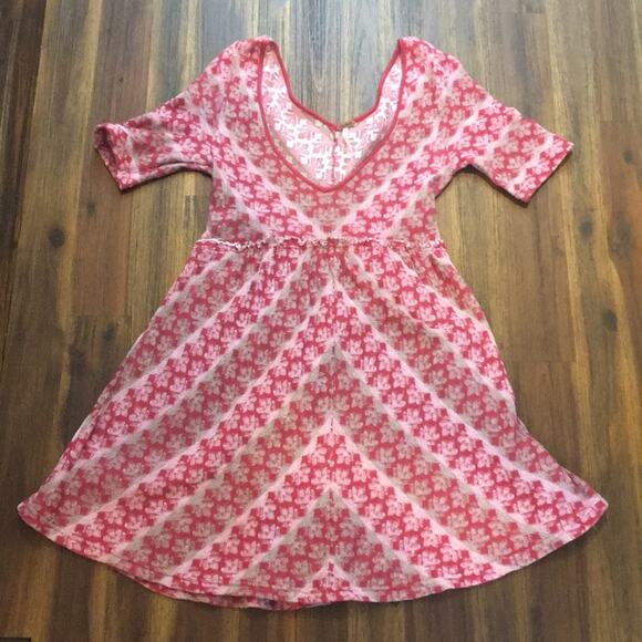 Vintage Free People Red Chevron Skater Dress - Picture 1 of 5